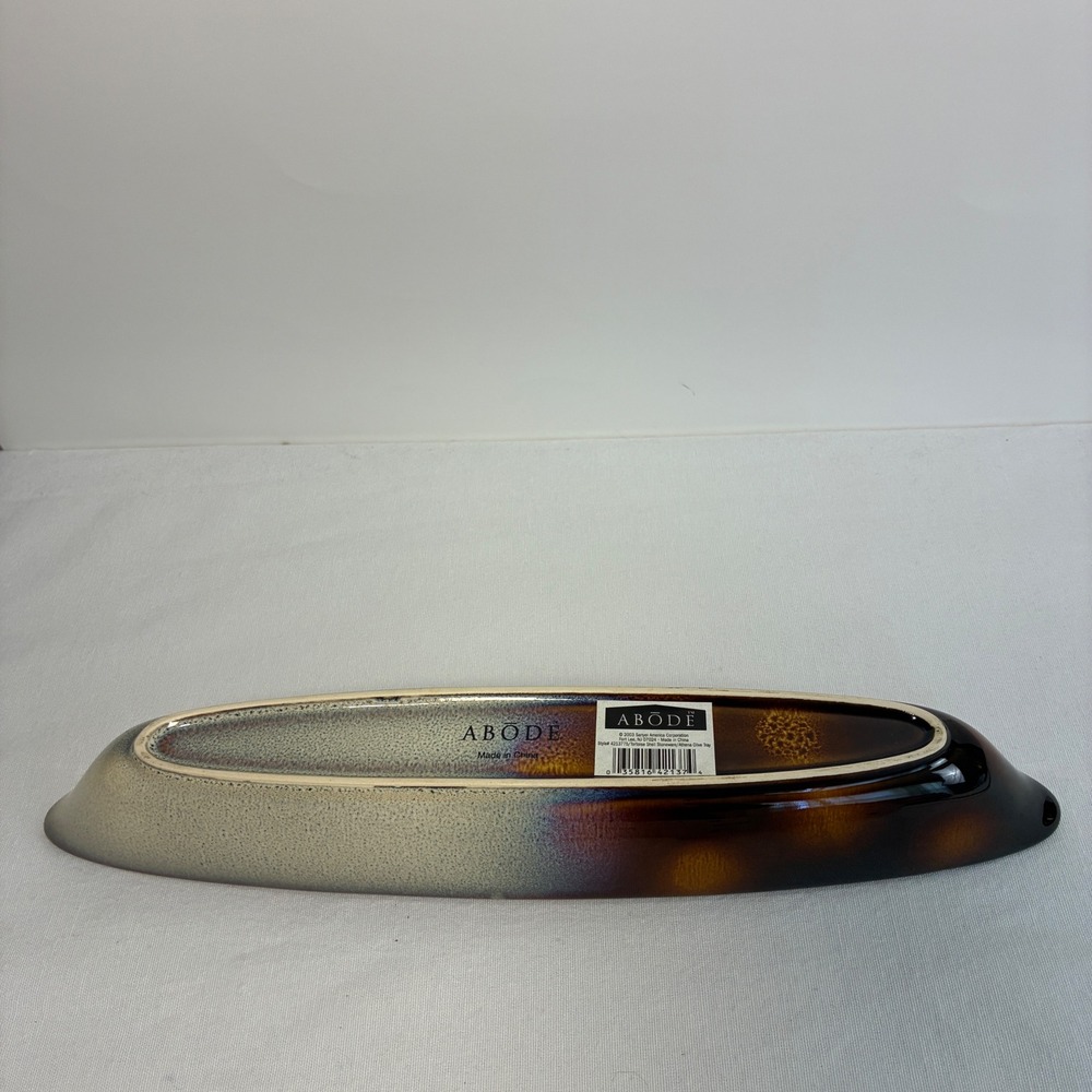 Abode Pottery Olive Tray Stoneware 14in Brown Tortoise Shell Earthy Granola Boho - Picture 5 of 8